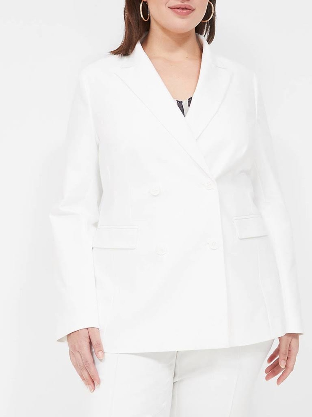 Lane Bryant Ponte Soible Breasted Blazer in White/Cream